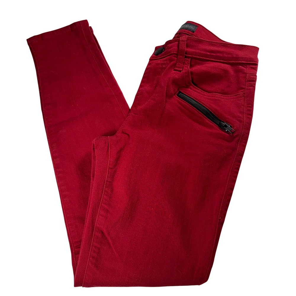 Rock Republic Red Kashiere‎ Skinny Jeans with Zip Pockets Women's Size 6